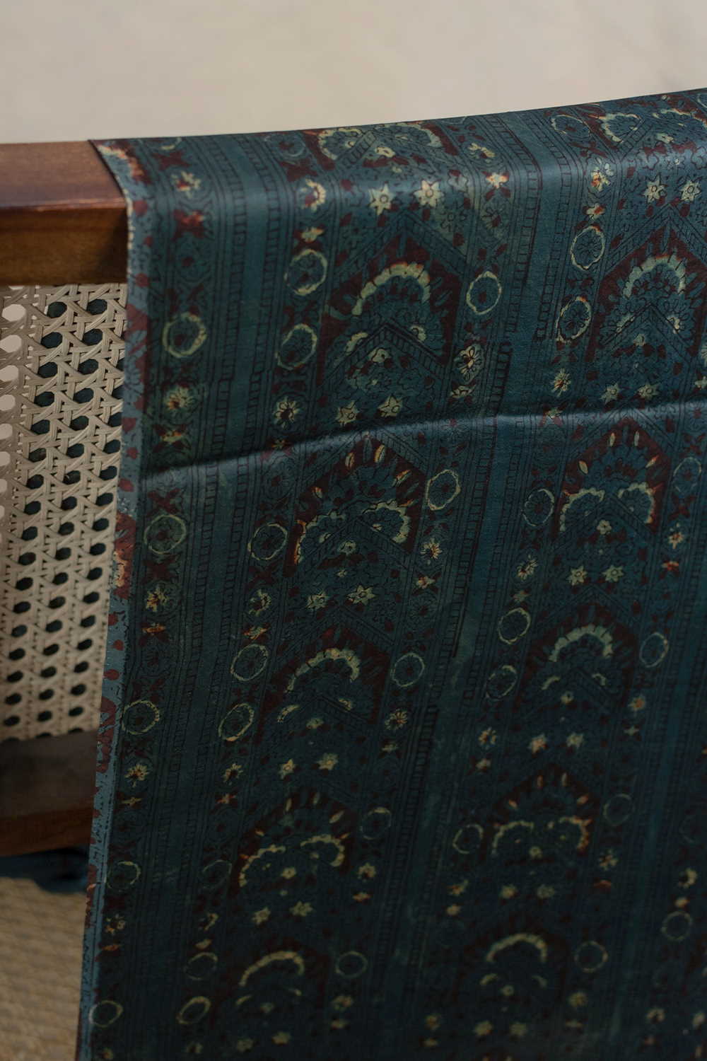 Stripe Patterned Block Printed Modal Silk Fabric - Image 3
