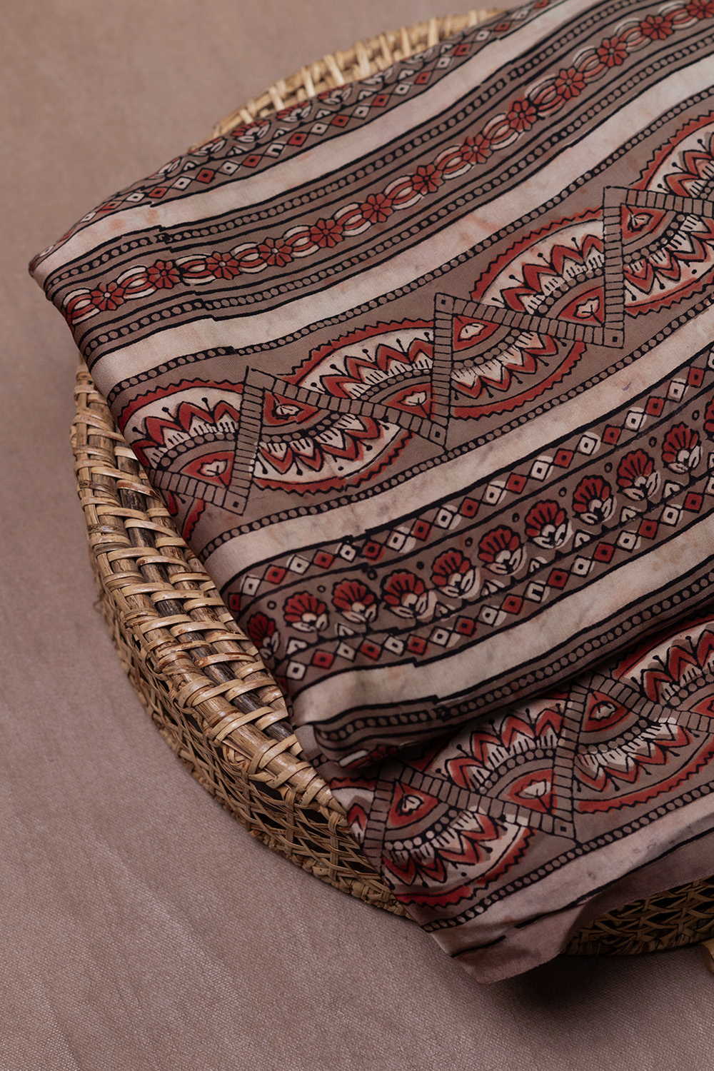 Striped Pattern Block Printed Modal Silk Fabric