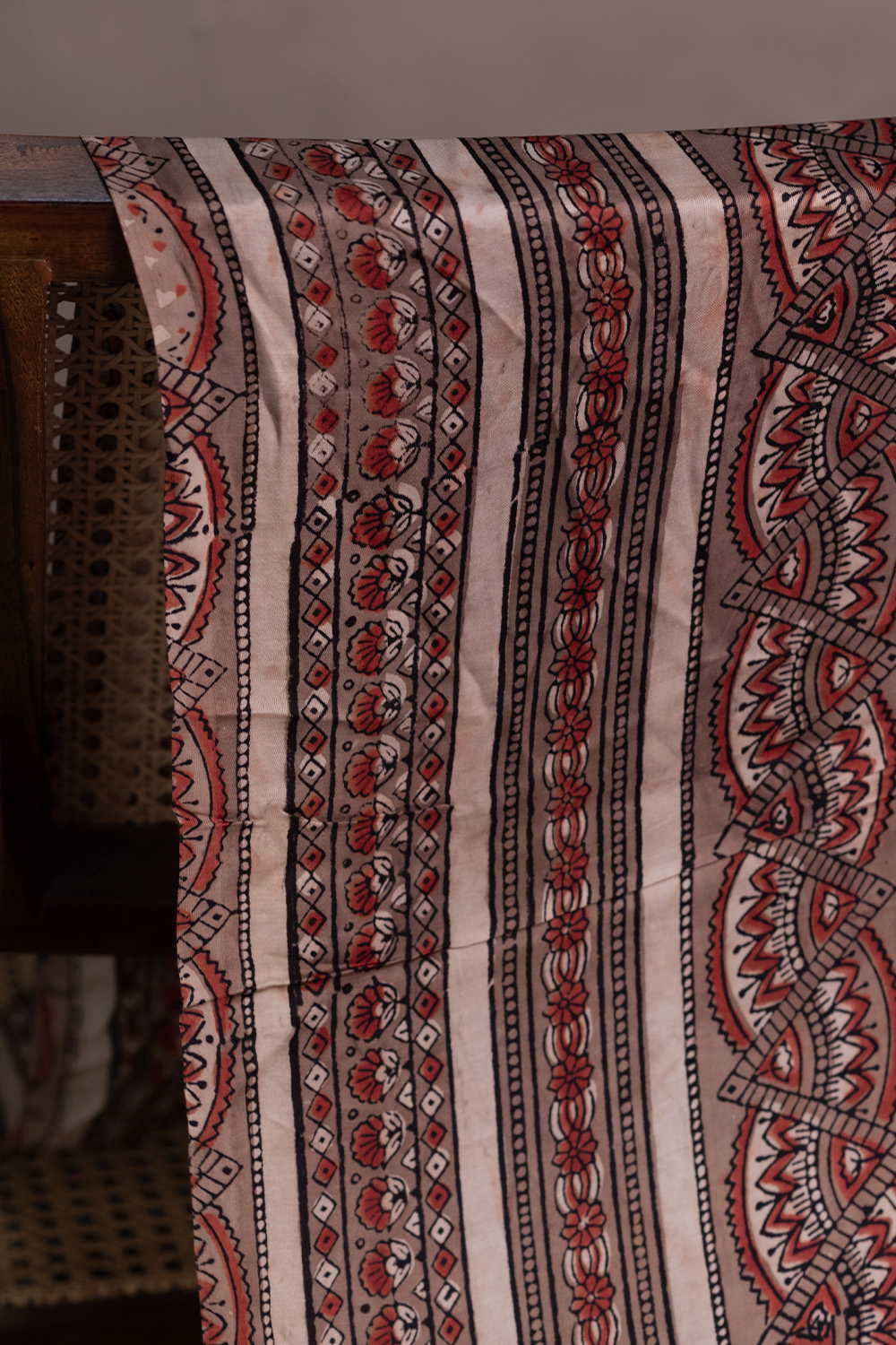 Striped Pattern Block Printed Modal Silk Fabric - Image 3