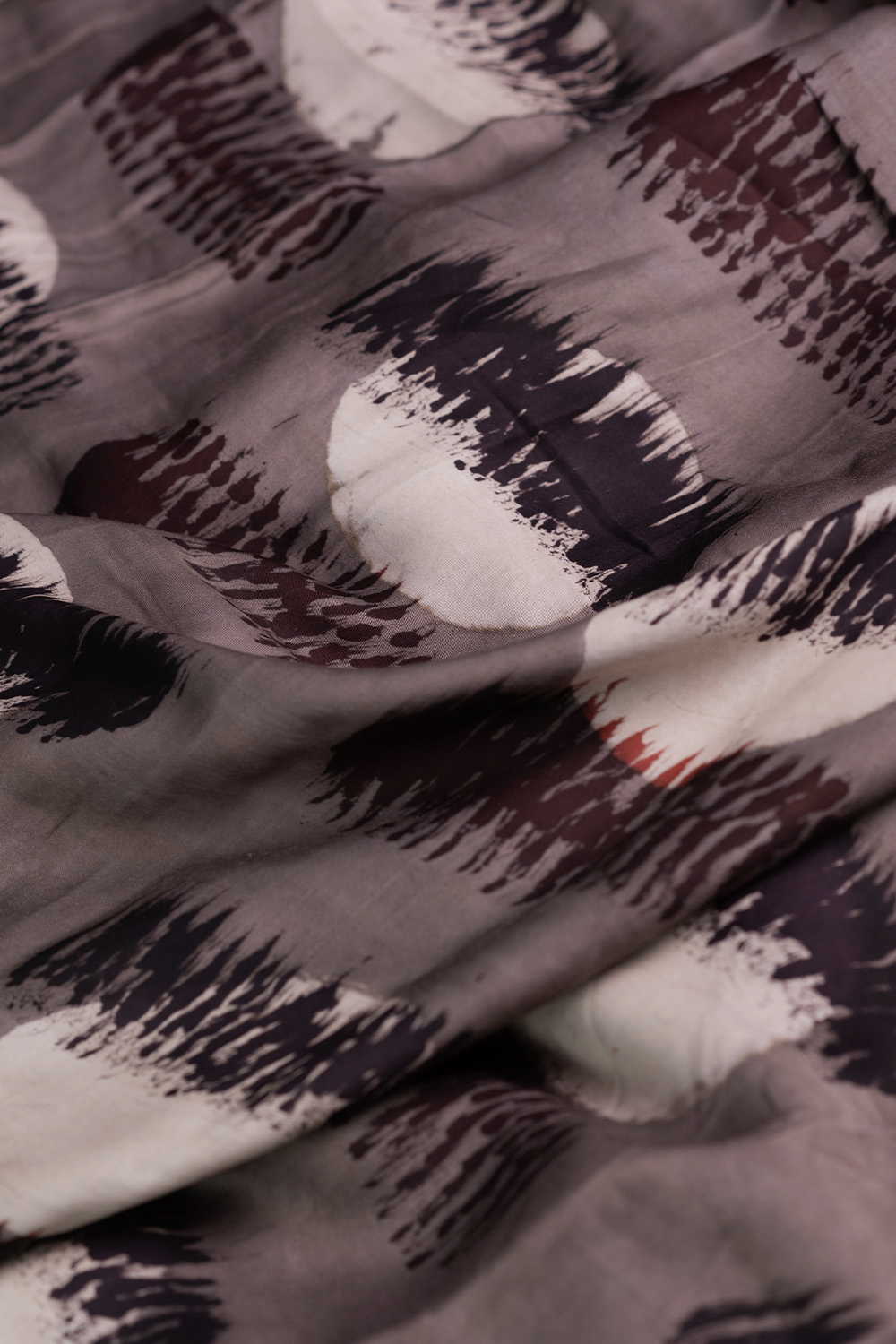 Grey Block Printed Modal Silk Fabric - Image 3