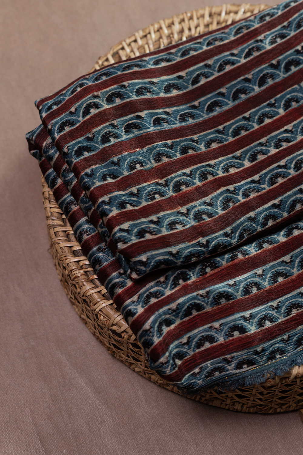 Flowing Pattern Block Printed Modal Silk Chiffon Fabric