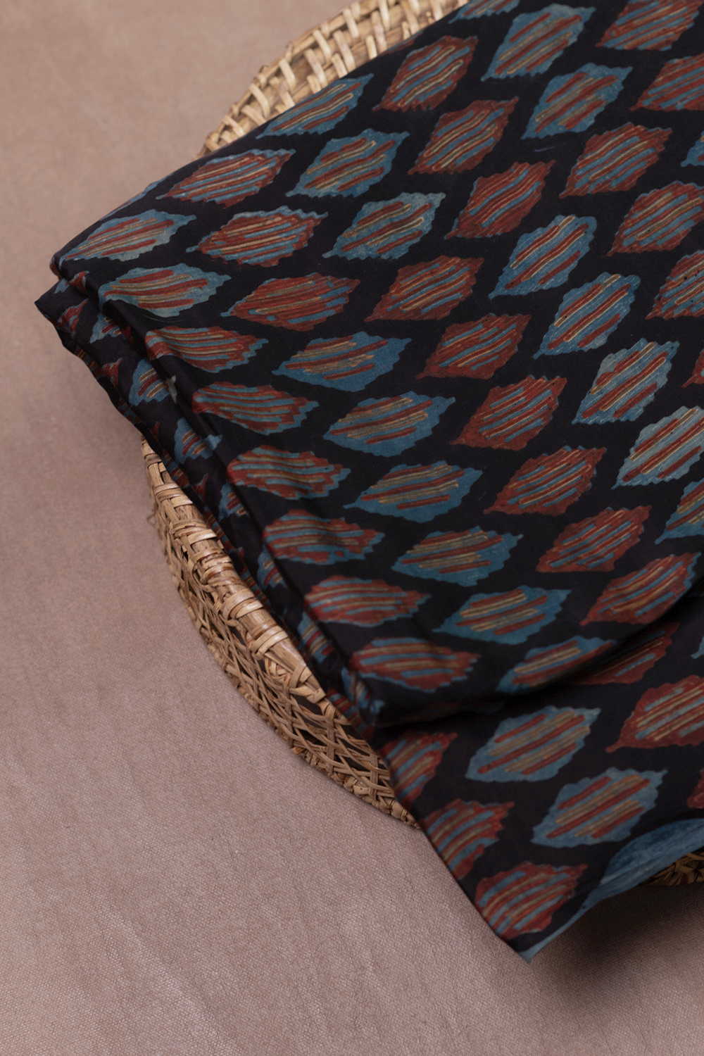Motifs - Black Block Printed Modal Silk Fabric