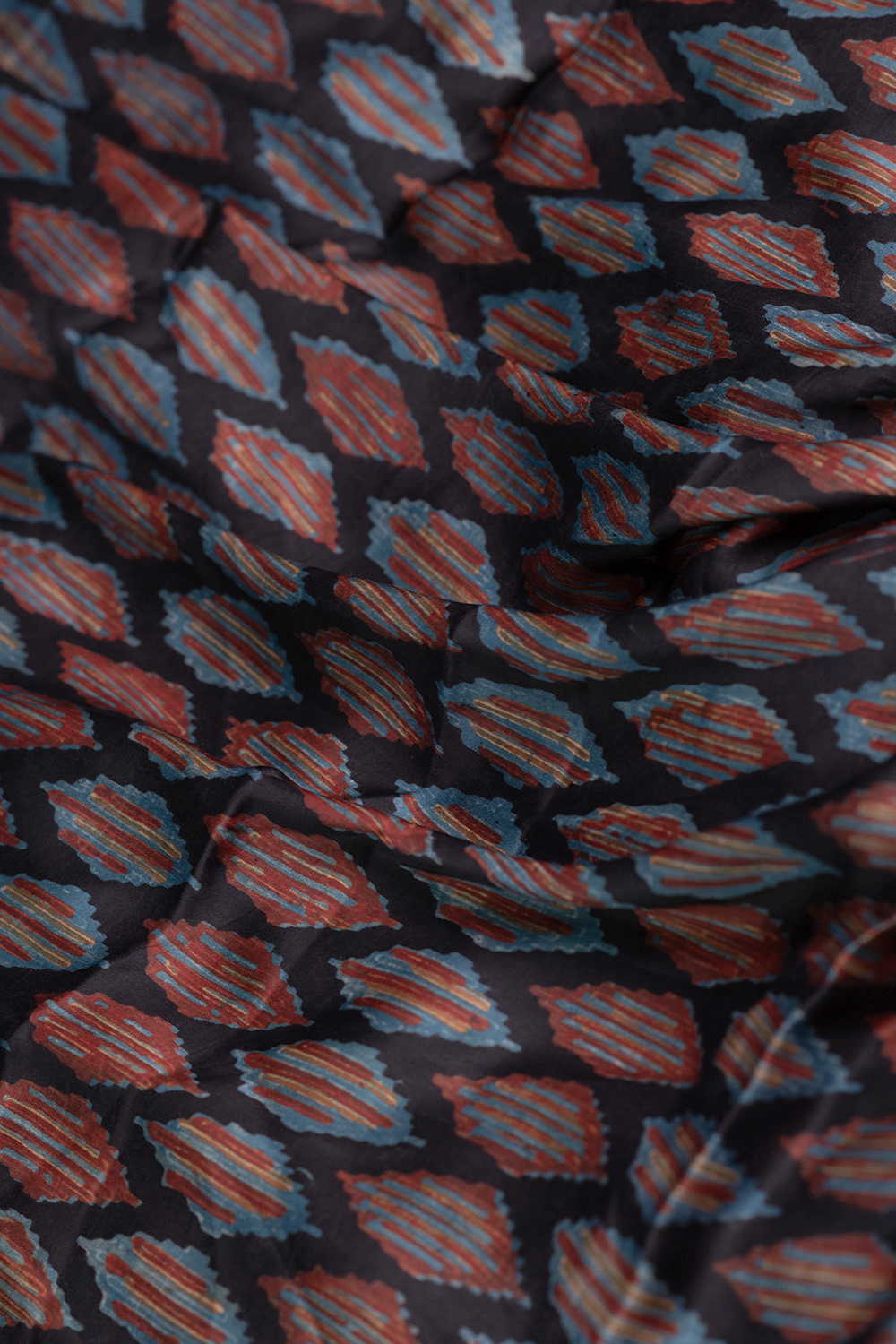 Motifs - Black Block Printed Modal Silk Fabric - Image 3