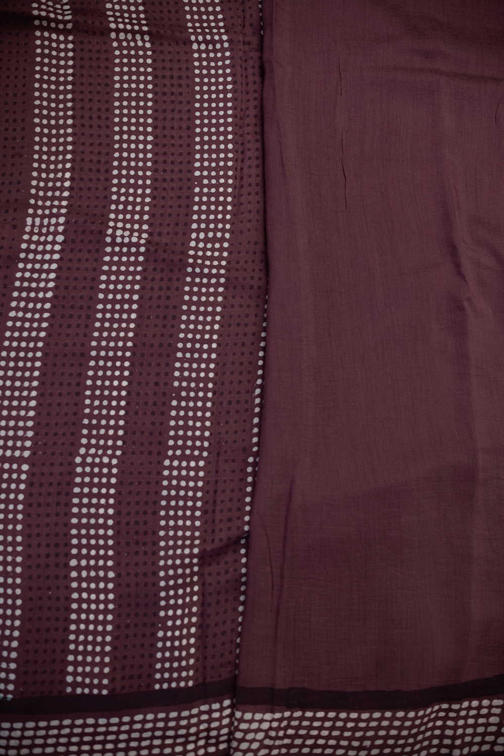Chocolate Brown Block Printed Lyocell saree - Image 4