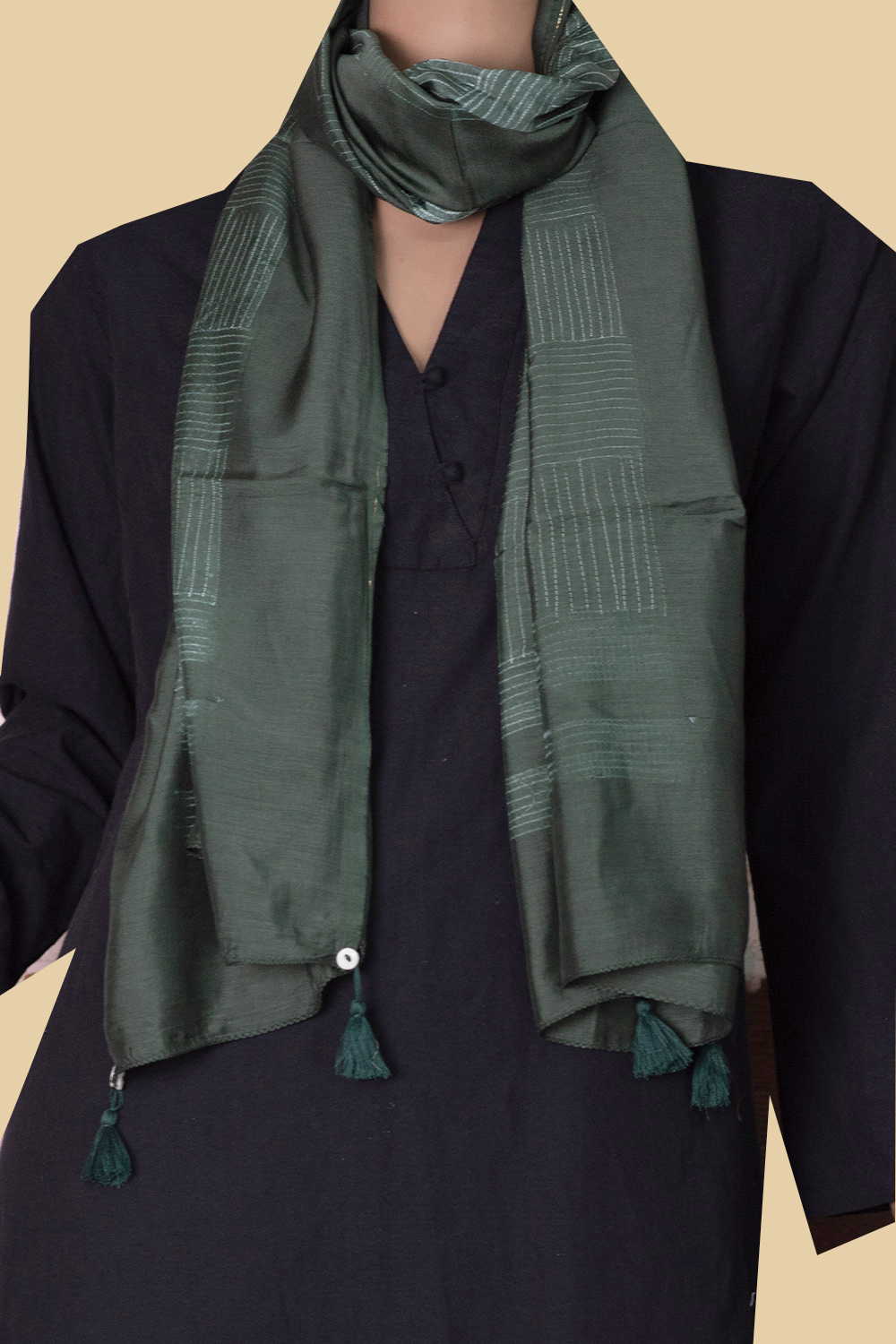 Sap Green Shibori Modal Silk Stole