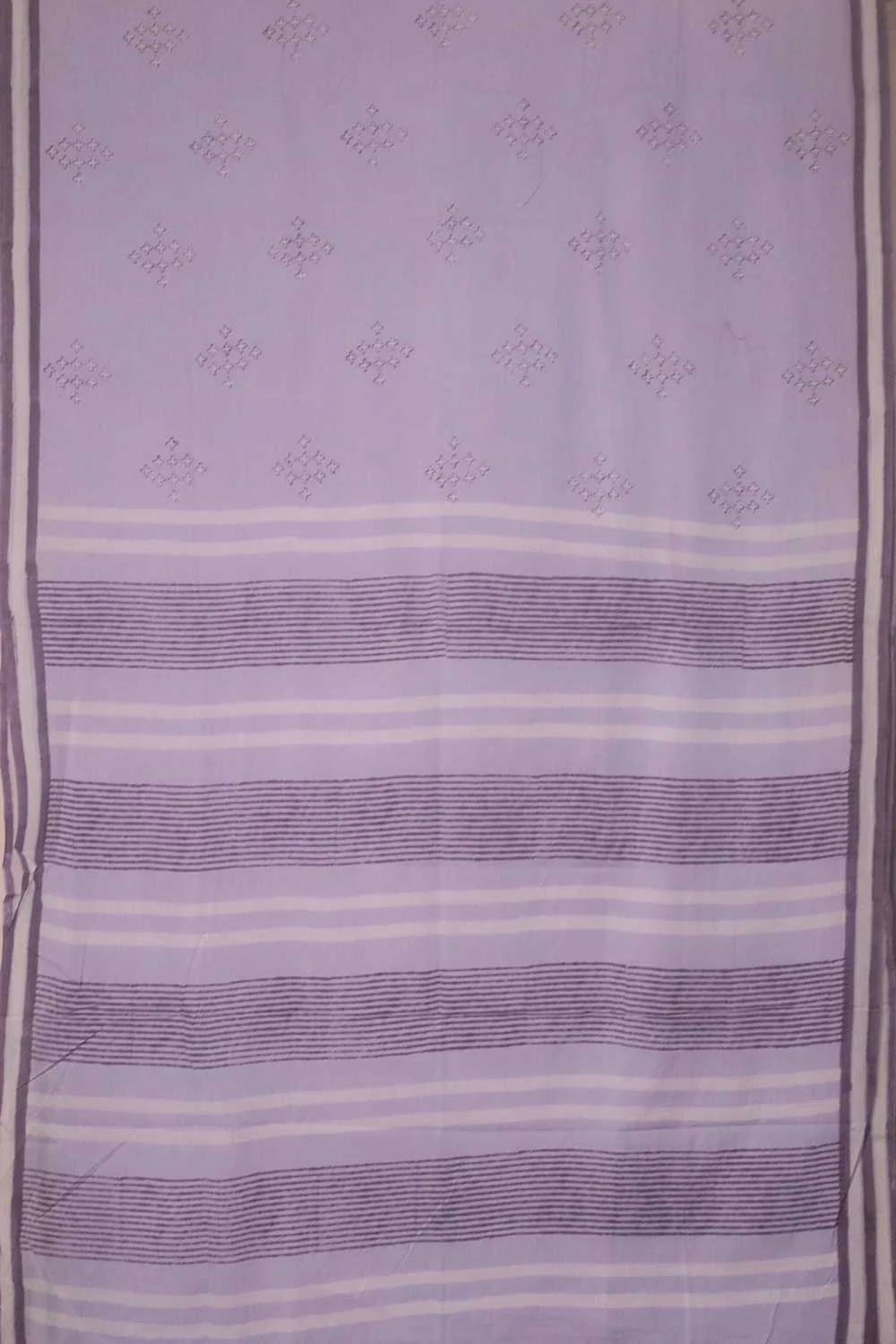 Lavender Purple Block Printed Mul Cotton saree - Image 2