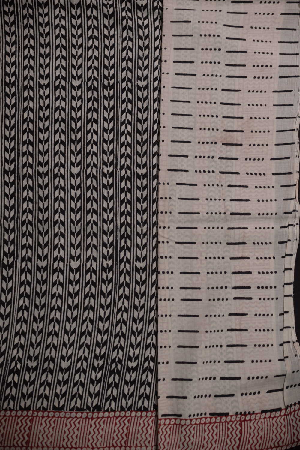 Black Block Printed Mul Cotton saree - Image 4