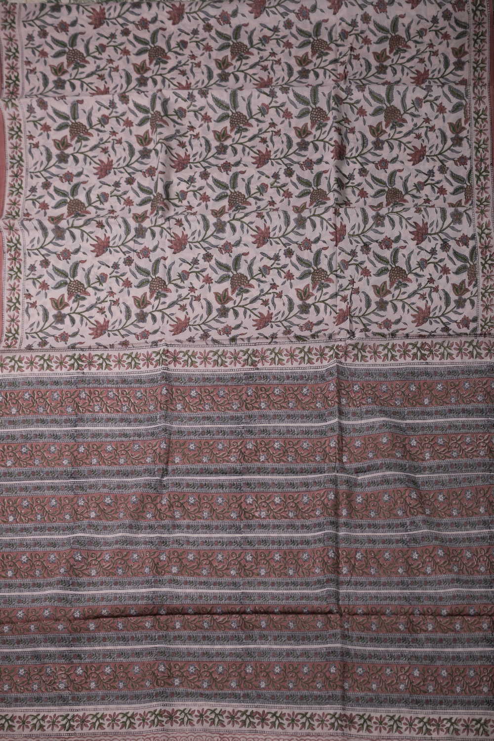 Prettiest Floral Block Printed Mul Cotton saree - Image 2