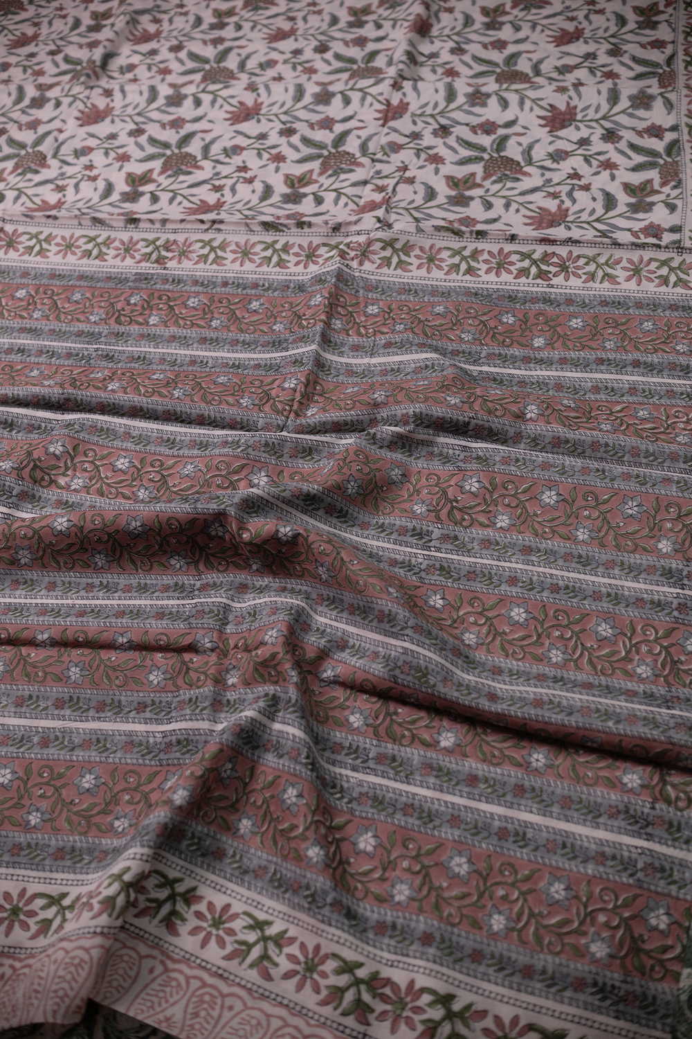 Prettiest Floral Block Printed Mul Cotton saree - Image 3