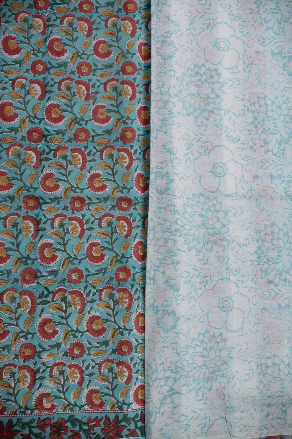 Cluster Floral Block Printed Mul Cotton saree - Image 4