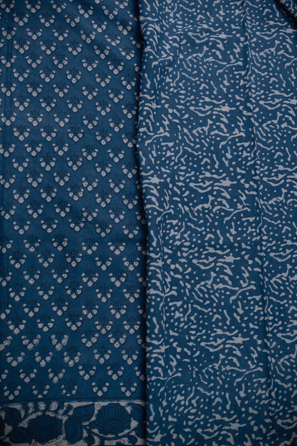 Light Indigo Block Printed Mul Cotton saree - Image 4