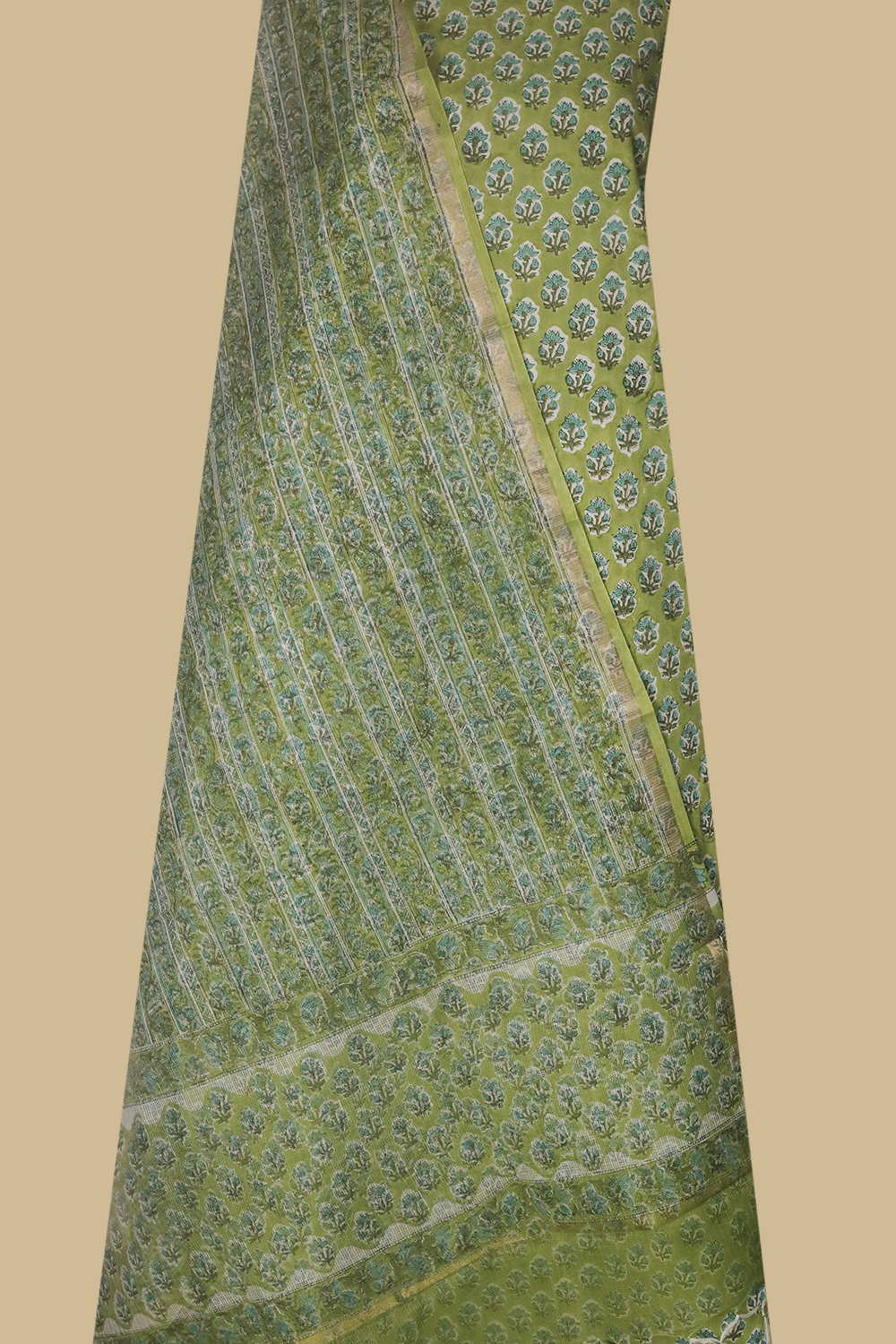 Parakeet Green Block Printed Mul Cotton Suit - Image 2