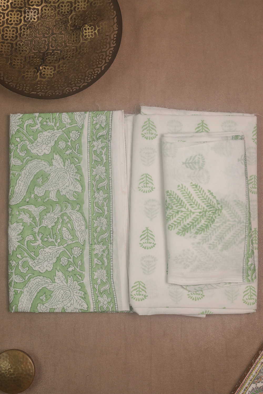Green Garden Block Printed Mul Cotton Suit