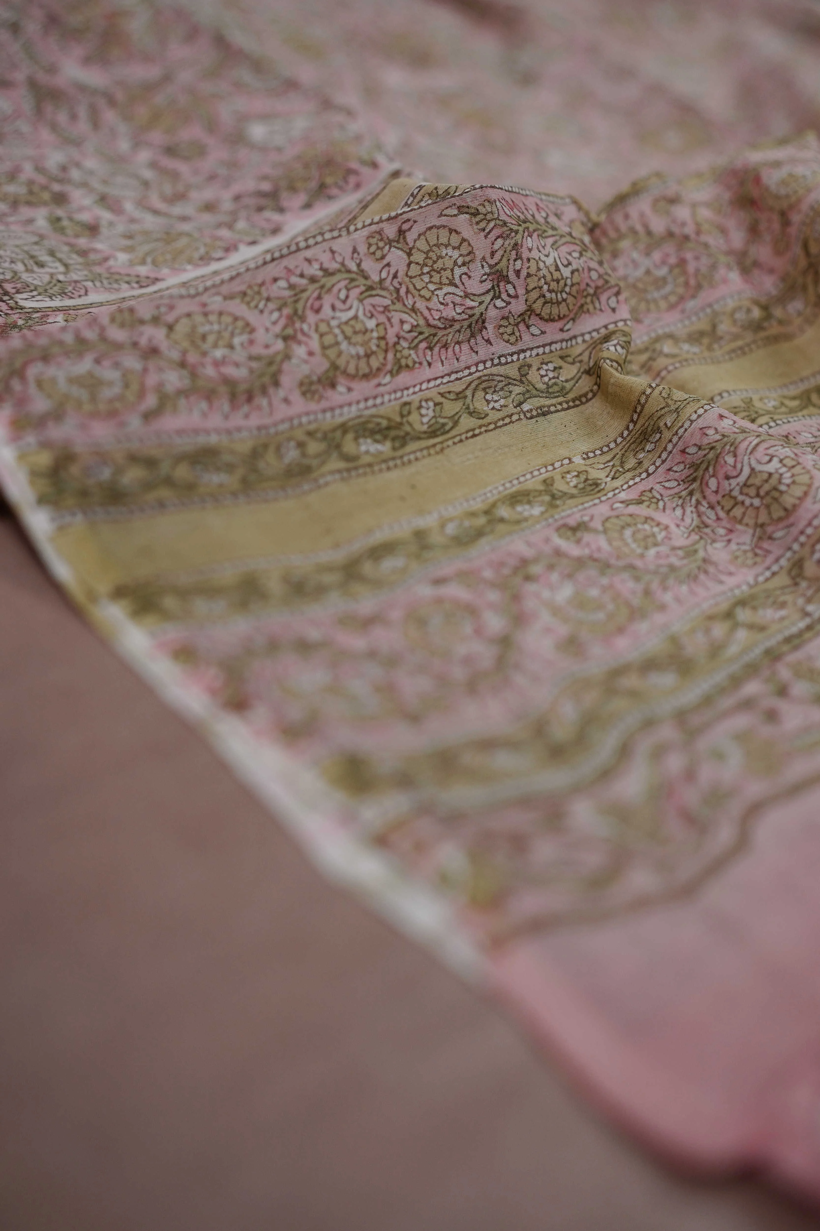 Floral Garden Block Printed Chanderi Mul Dupatta - Image 3