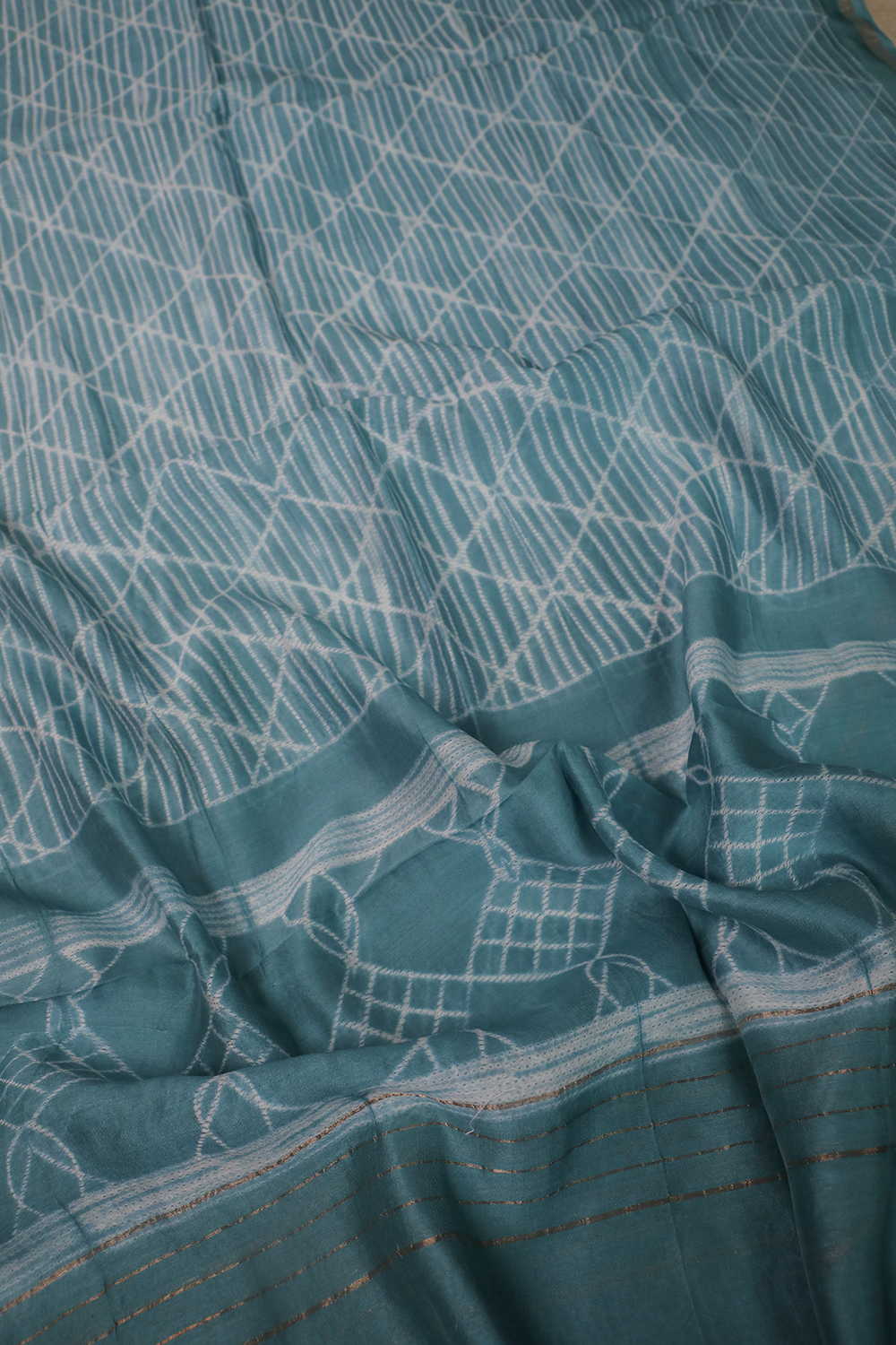 Soft Green Shibori Chanderi Silk Cotton Dupatta - Image 3