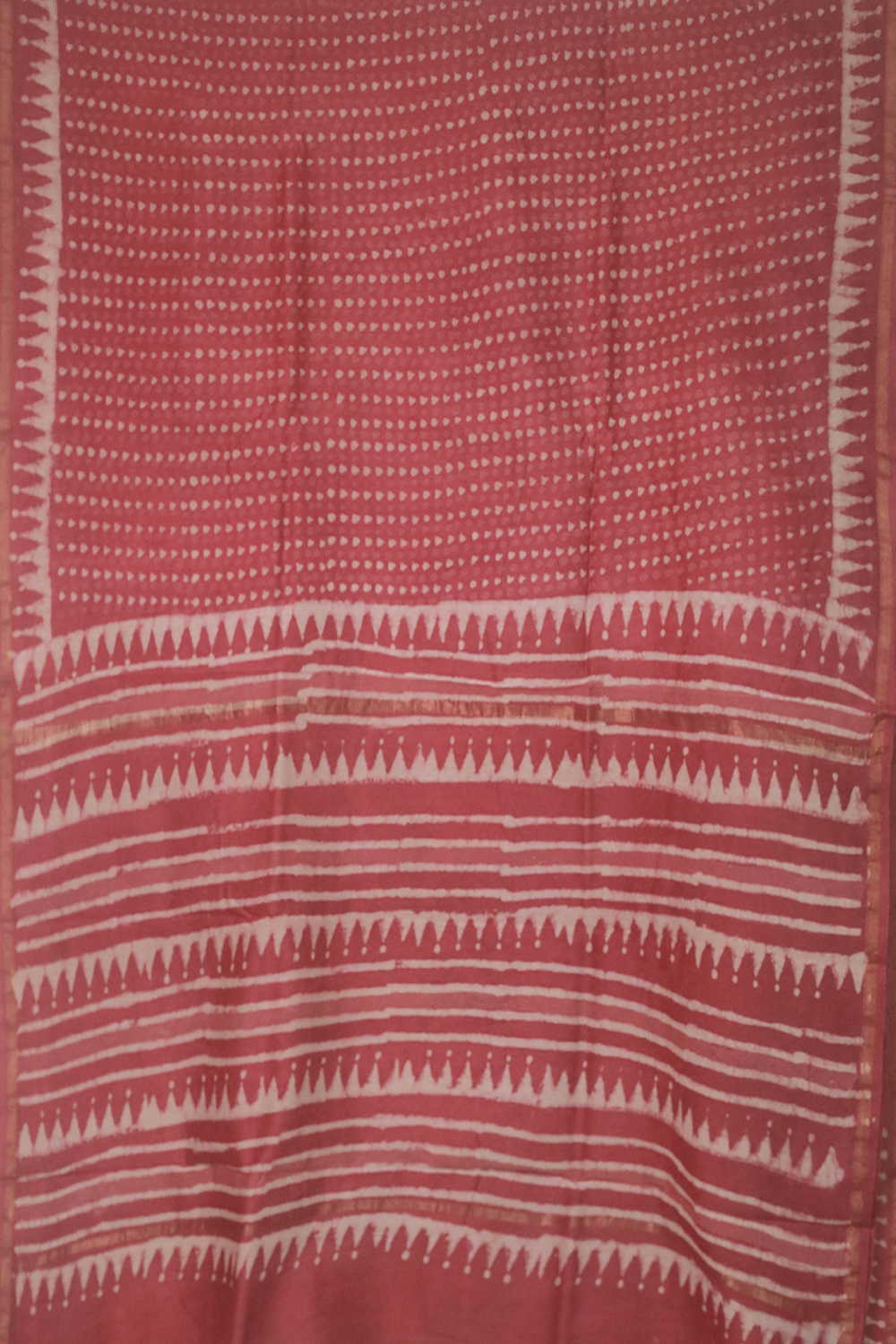 Dotted Pink Block Printed Silk Cotton saree - Image 2