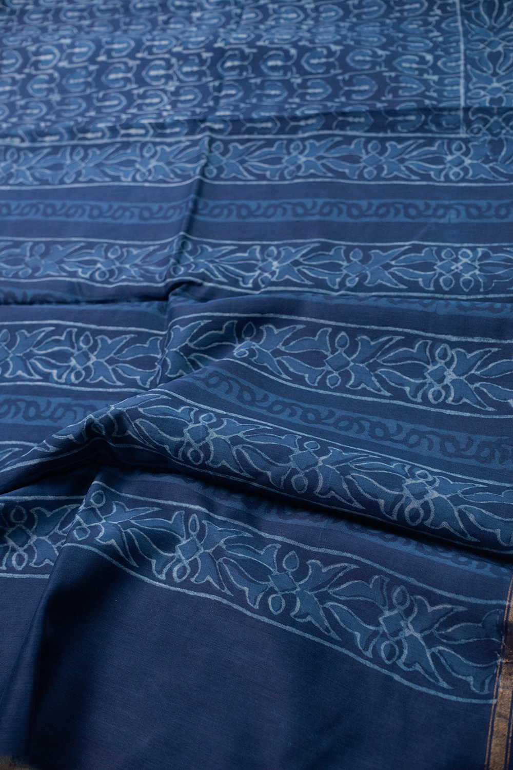 Intricate Design Block Printed Chanderi Silk Cotton saree - Image 3