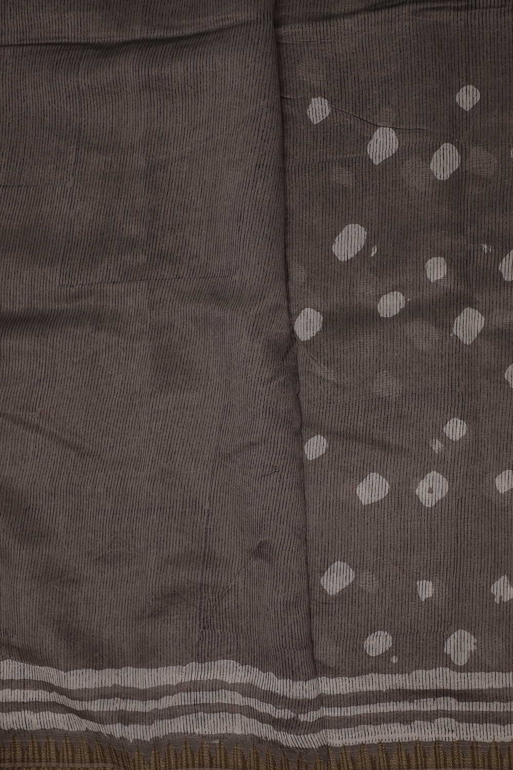 Graphite Grey Block Printed Chanderi Silk Cotton saree - Image 4