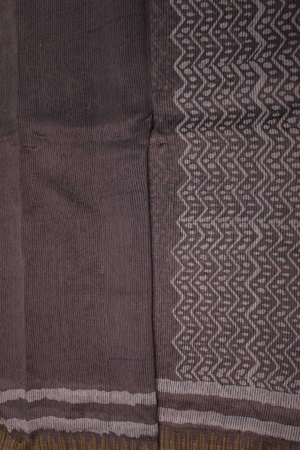Zinc Grey Block Printed Chanderi Silk Cotton saree - Image 4