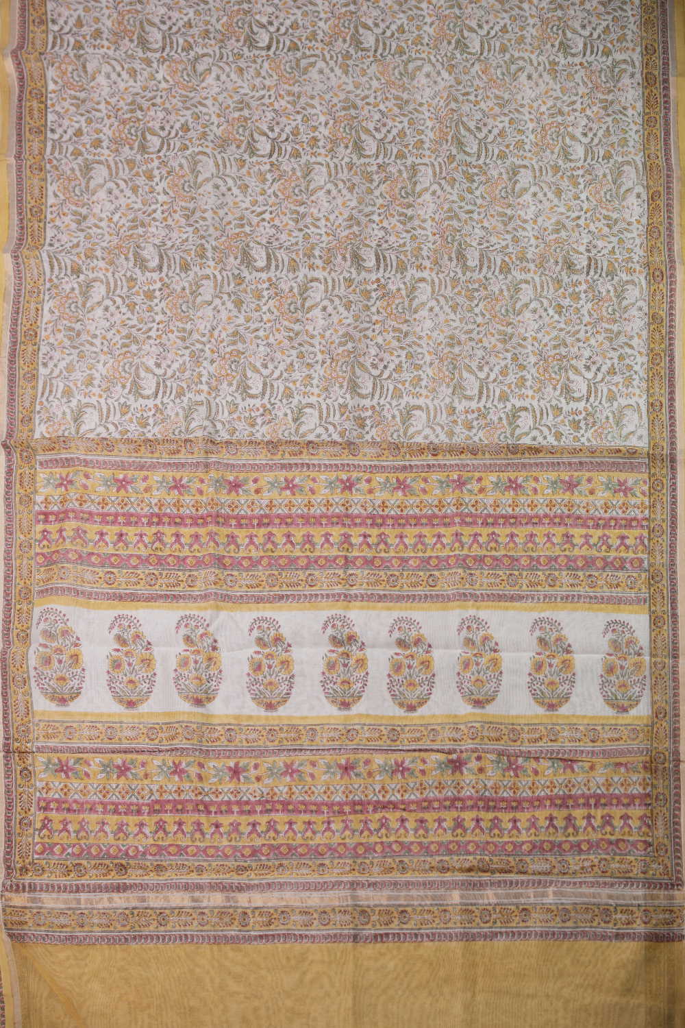 Ditzy Floral Block Printed Silk Cotton saree - Image 2