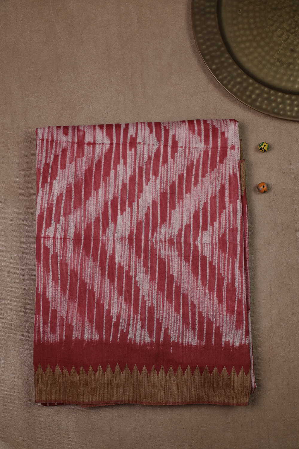 Chevron Pattern Shibori Chanderi Silk Cotton saree