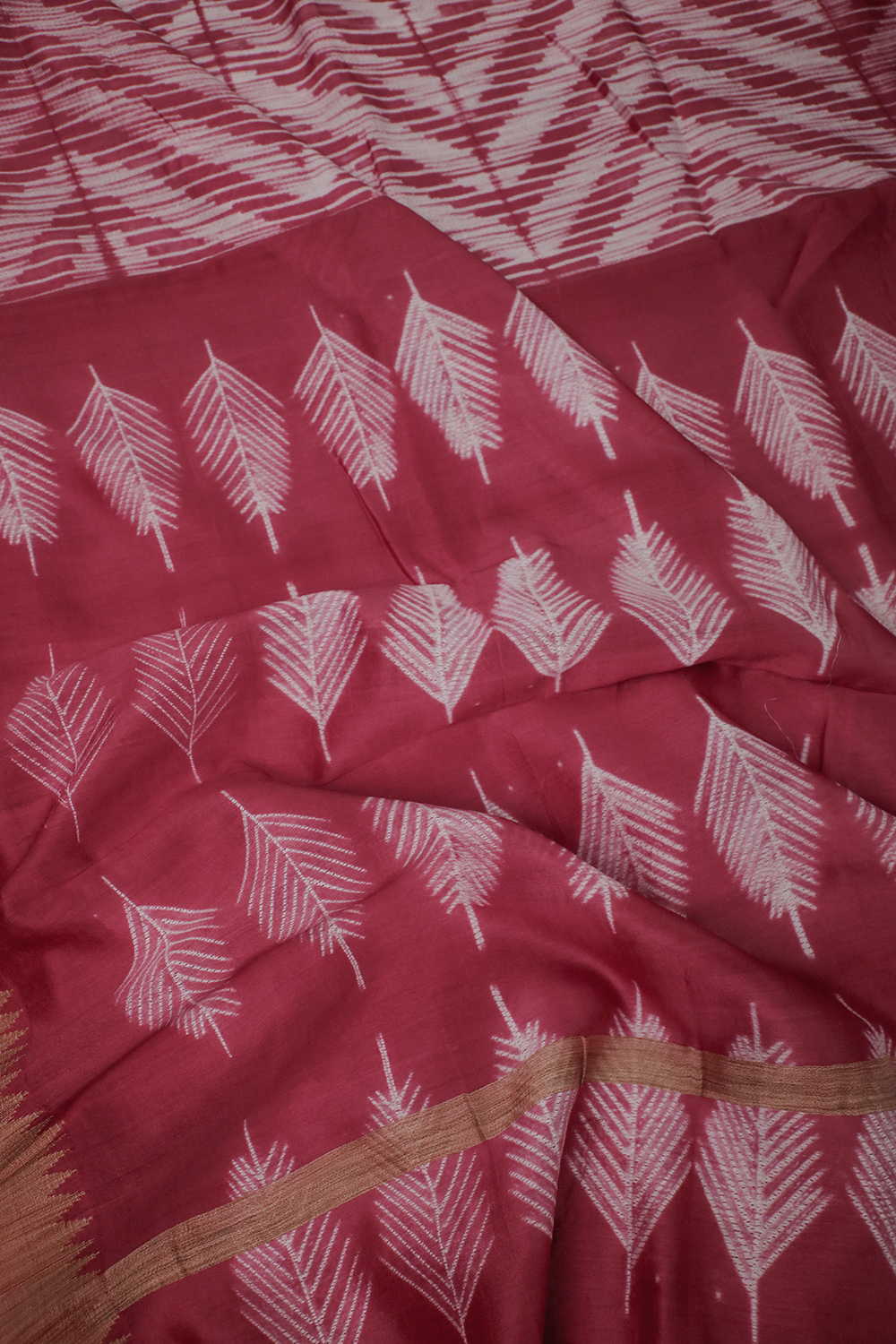 Chevron Pattern Shibori Chanderi Silk Cotton saree - Image 3