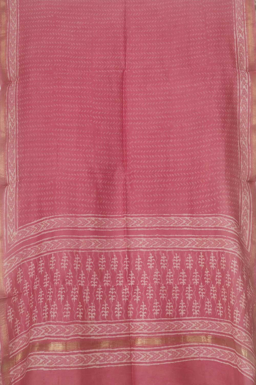 Pink with Cream Buttas - Block Printed Chanderi Top & Dupatta - Image 3