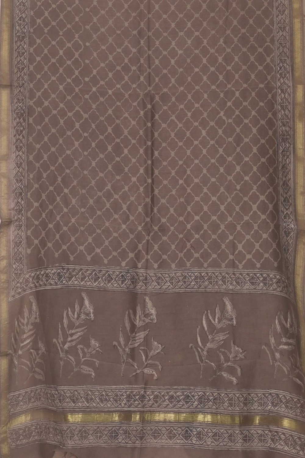 Big Buttas on Grey Block Printed Chanderi Top & Dupatta - Image 3