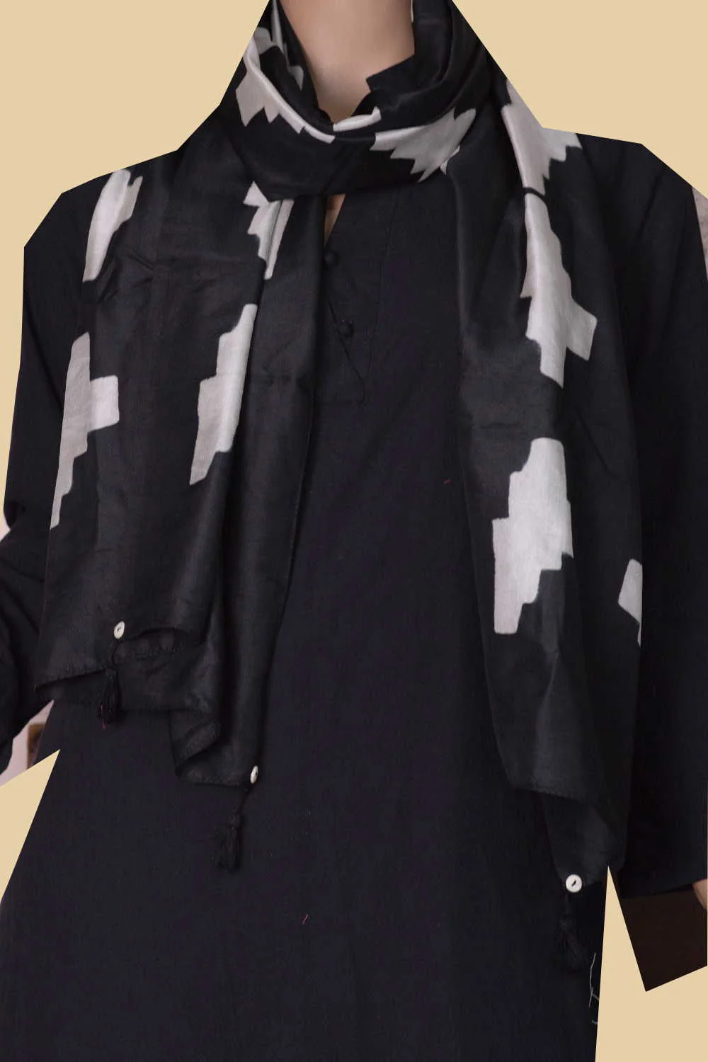 Pitch Black Mulberry Silk Stole