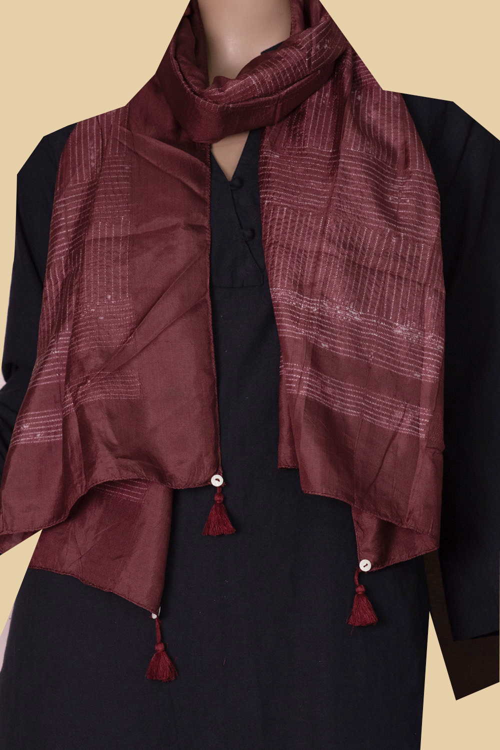Wine Maroon - Mulberry Silk Stole