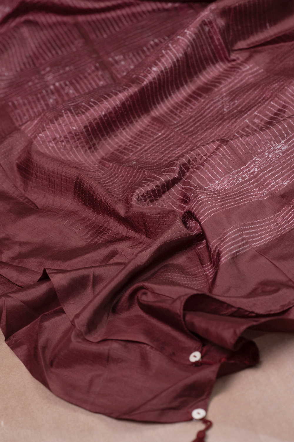 Wine Maroon - Mulberry Silk Stole - Image 3