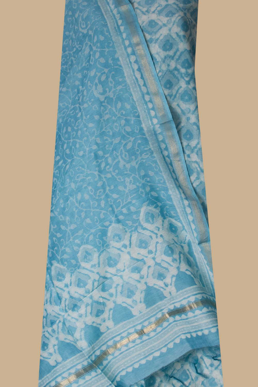 Blue Chanderi Silk Cotton Top & Dupatta