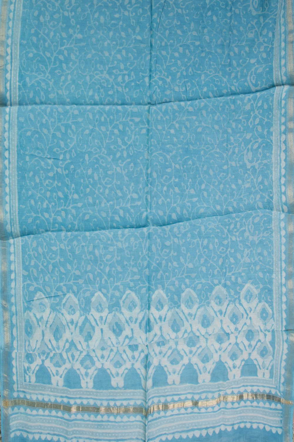 Blue Chanderi Silk Cotton Top & Dupatta - Image 3