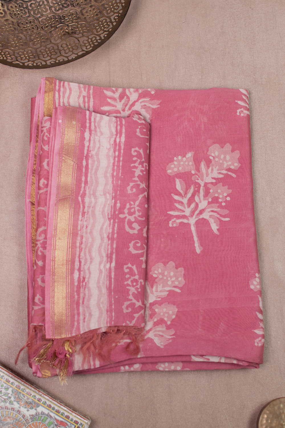 Taffy Pink Chanderi Silk Cotton Top & Dupatta - Image 2