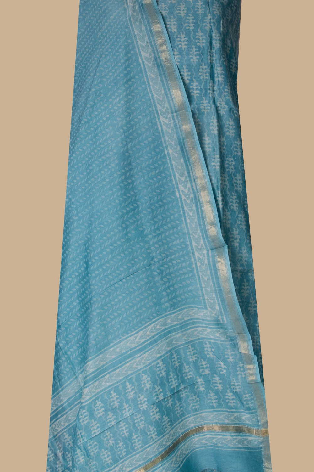 Blue Chanderi Silk Cotton Top & Dupatta - Image 2