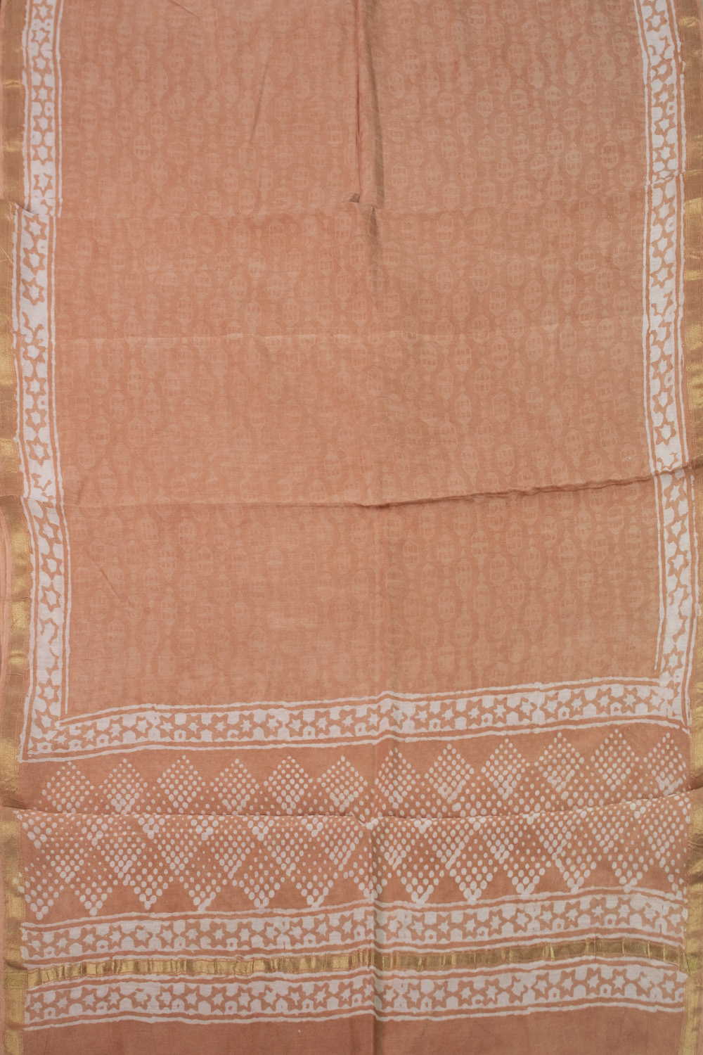 Beige Chanderi Silk Cotton Top & Dupatta - Image 3