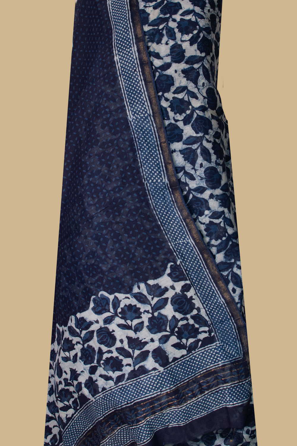 Indigo Garden Chanderi Silk Cotton Top & Dupatta