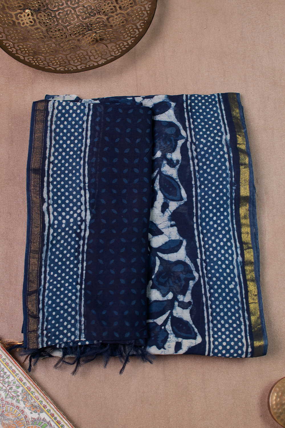 Indigo Garden Chanderi Silk Cotton Top & Dupatta - Image 2