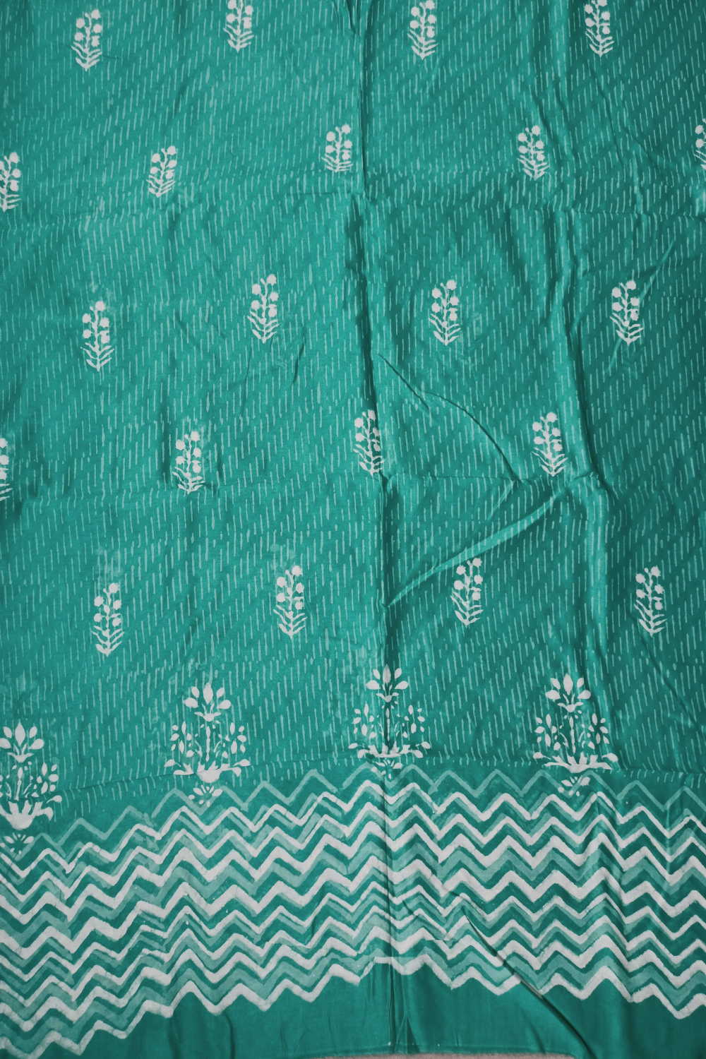 Bright Green Chanderi Silk Cotton Top & Dupatta - Image 4