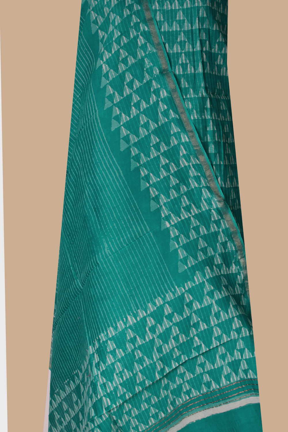Triangle - Green Chanderi Silk Cotton Top & Dupatta