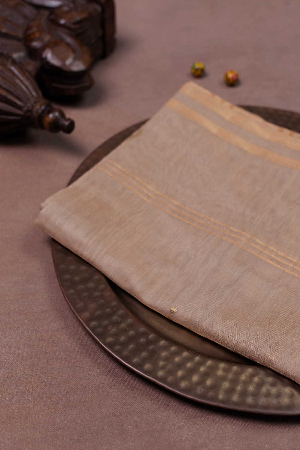 Beige Chanderi Silk Cotton Dupatta