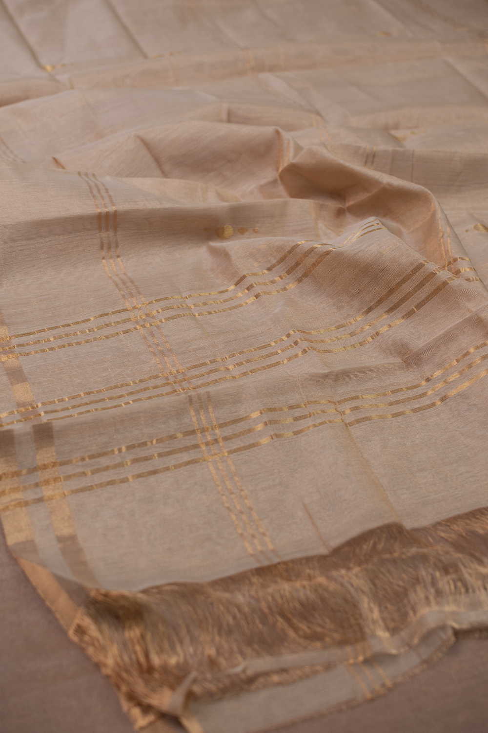 Beige Chanderi Silk Cotton Dupatta - Image 4