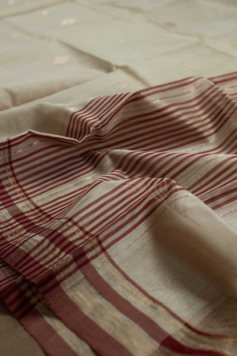 Cream Chanderi Silk Cotton Dupatta - Image 4