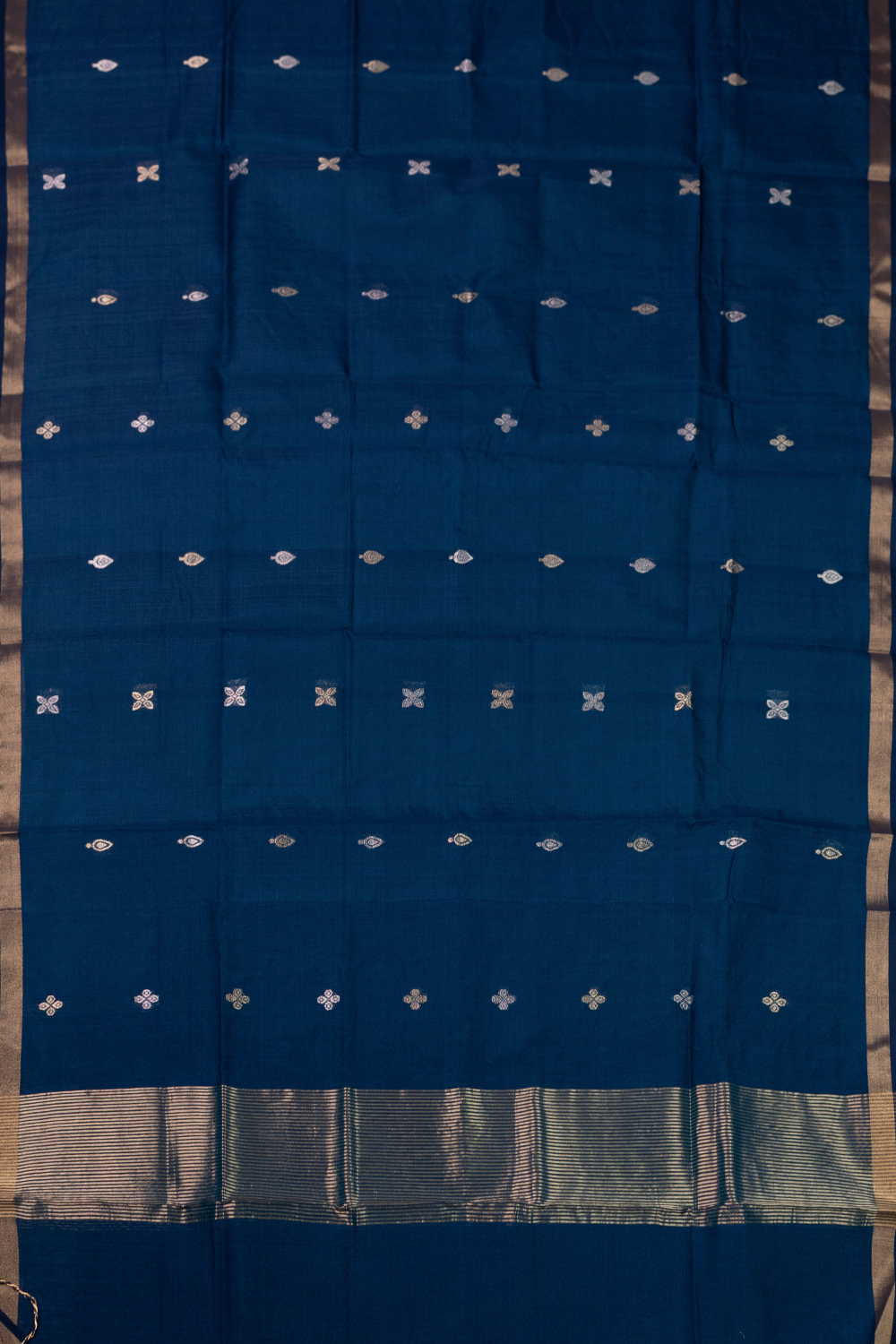 Zari Buttas on Blue Chanderi Silk Cotton Dupatta - Image 3