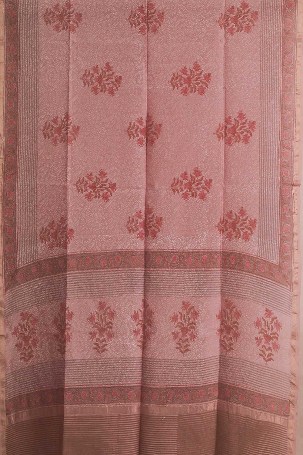 Florals on Peach Chanderi Silk Cotton Dupatta - Image 3