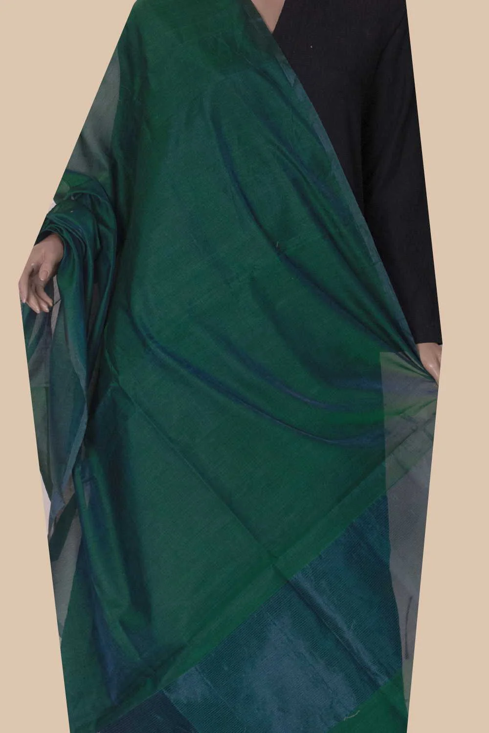 Peacock Green Chanderi Silk Cotton Dupatta - Image 2
