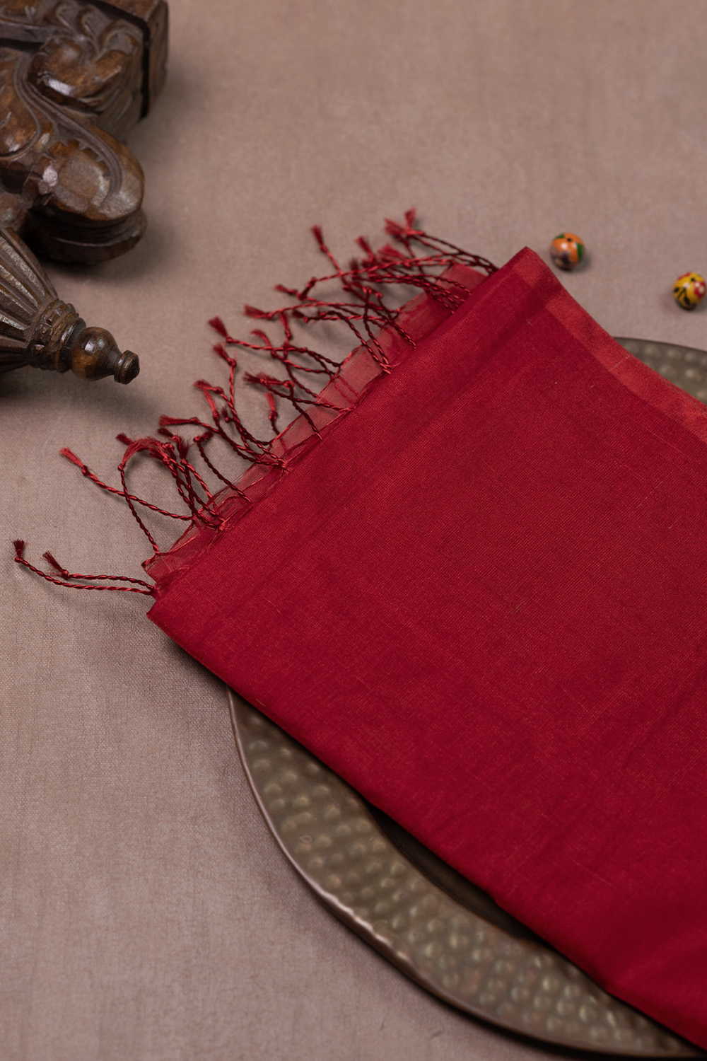 Red Chanderi Silk Cotton Dupatta