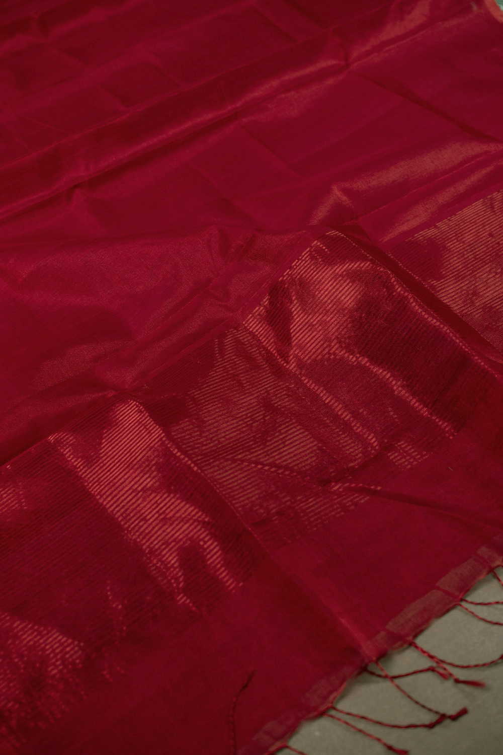 Red Chanderi Silk Cotton Dupatta - Image 4