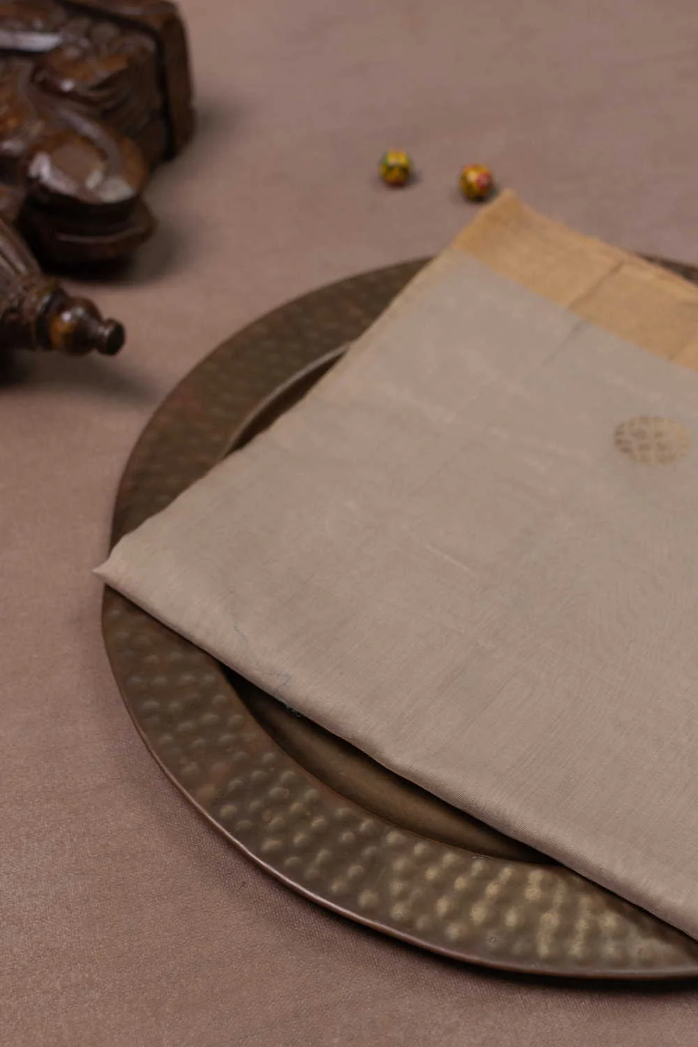 Zari Butta on Beige Chanderi Silk Cotton Dupatta
