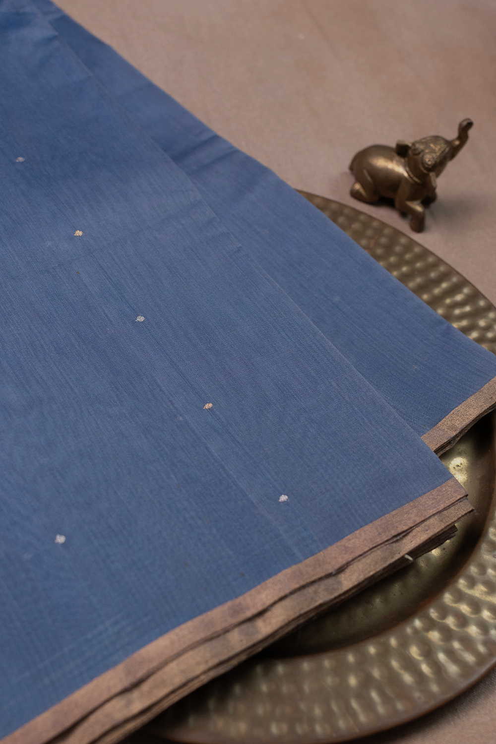 Tiny Zari Butti Chanderi Silk Cotton Fabric - Image 3